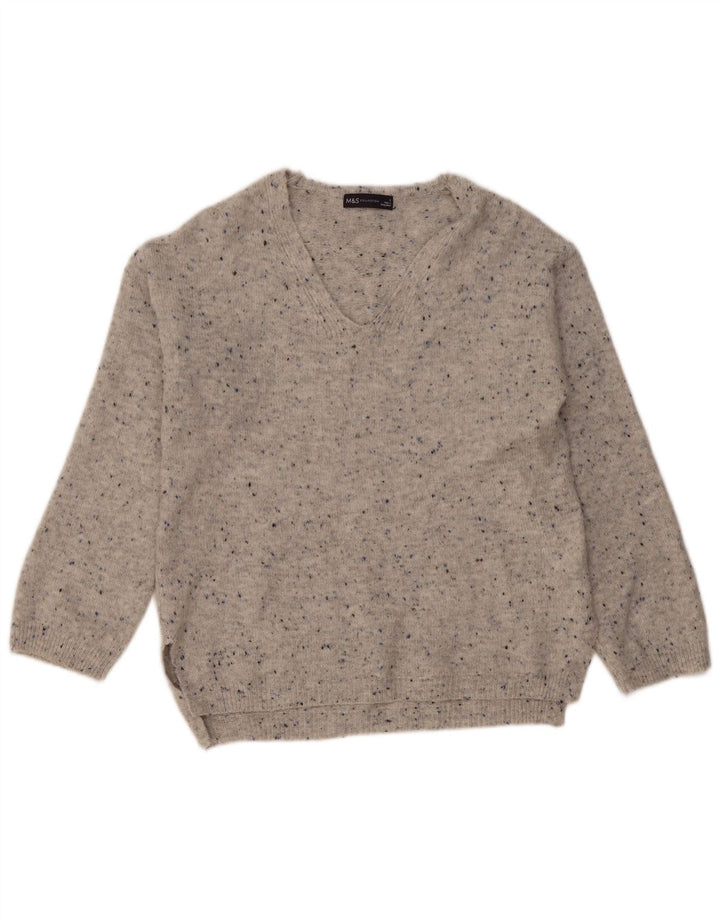 Suéter feminino oversized com decote em V UK 10 pequeno