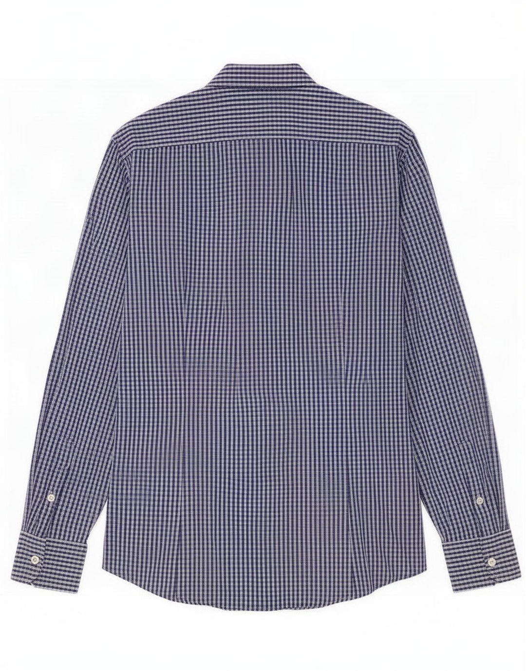 Camisa masculina Benetton de algodão xadrez azul médio