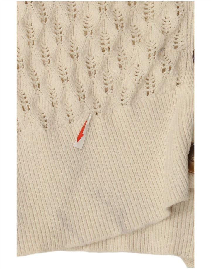 Suéter cardigã feminino Marks & Spencer Reino Unido 14 grande algodão branco