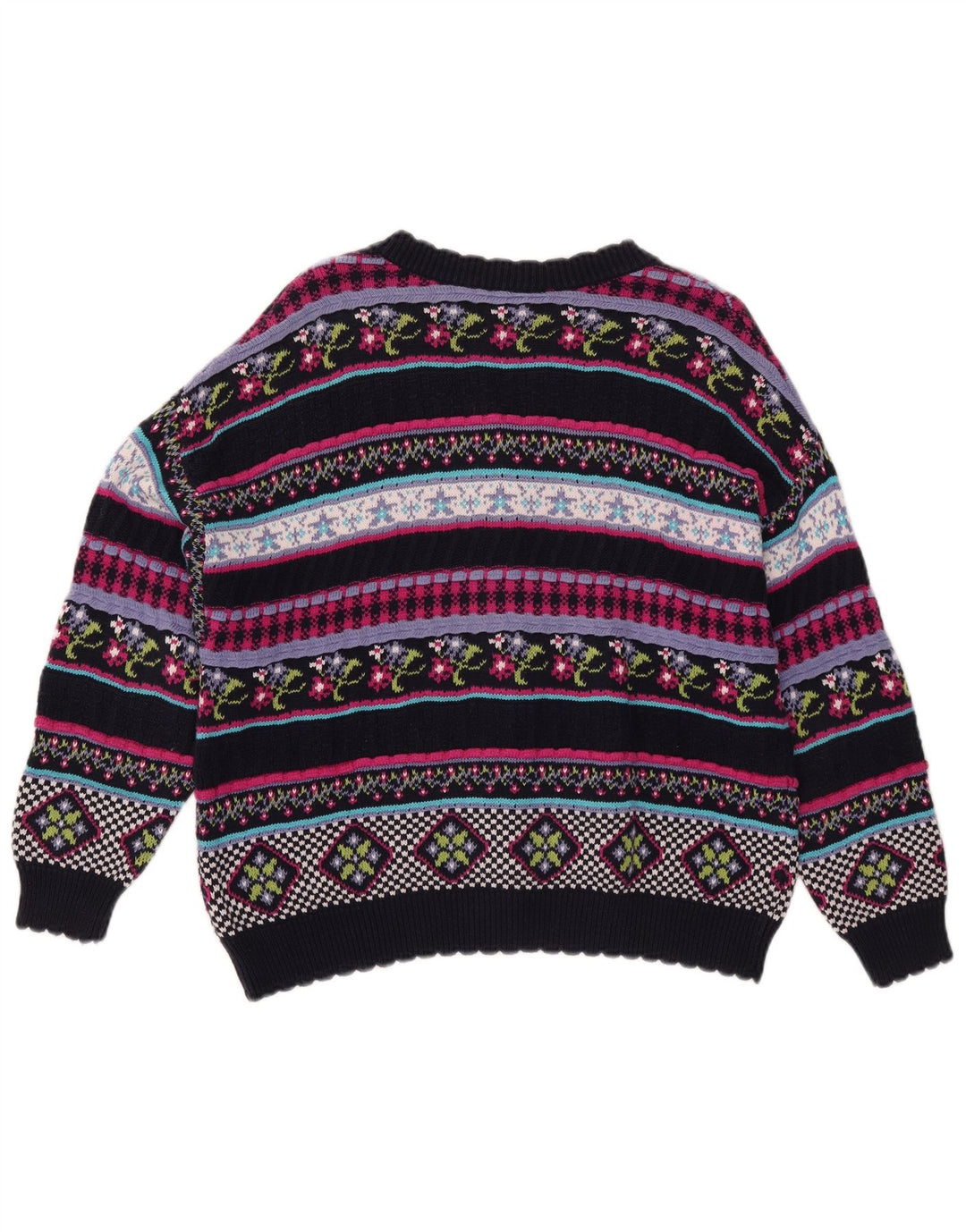 Suéter cardigã feminino Stefanel UK 12 médio multicolorido geométrico