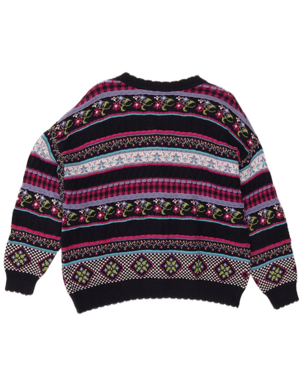 Suéter cardigã feminino Stefanel UK 12 médio multicolorido geométrico