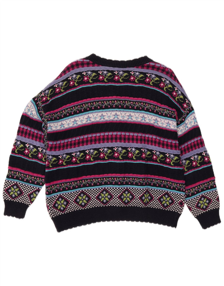 Suéter cardigã feminino Stefanel UK 12 médio multicolorido geométrico