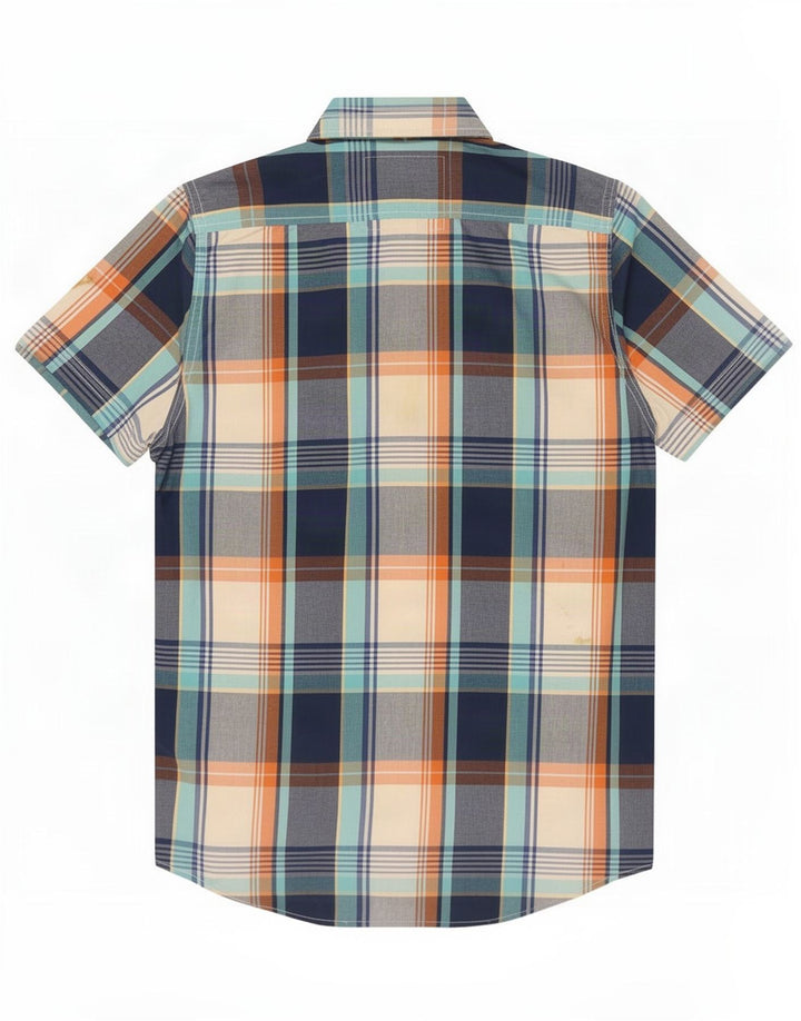 Camisa masculina de manga curta Abercrombie & Fitch pequena xadrez multicolorida