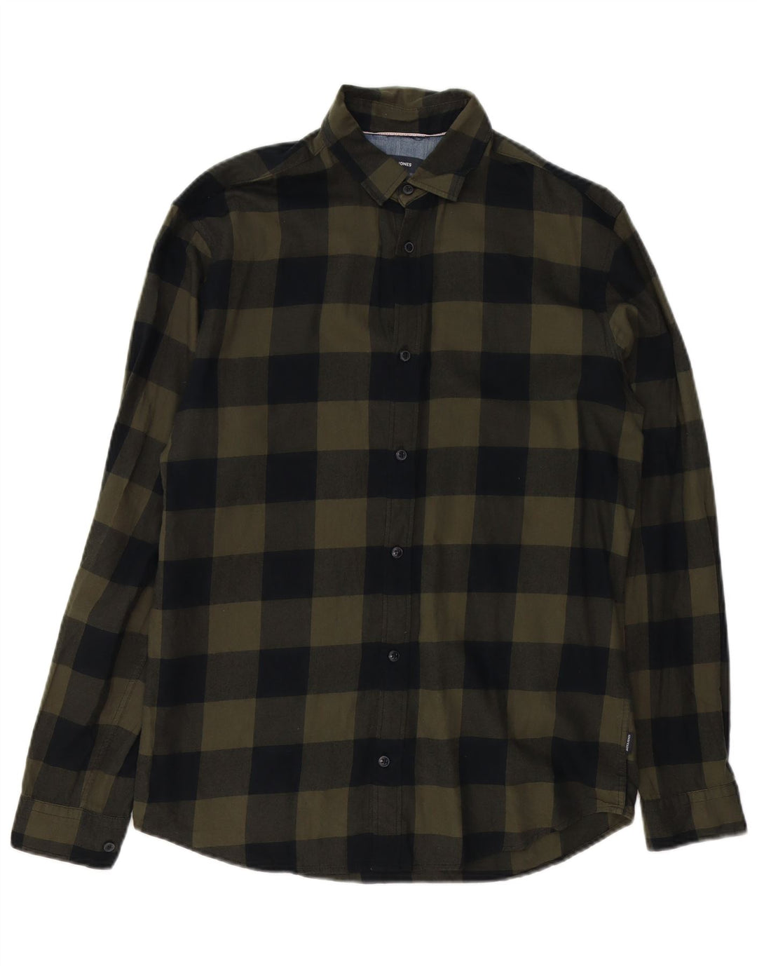 Camisa masculina de flanela Jack & Jones médio cáqui algodão xadrez