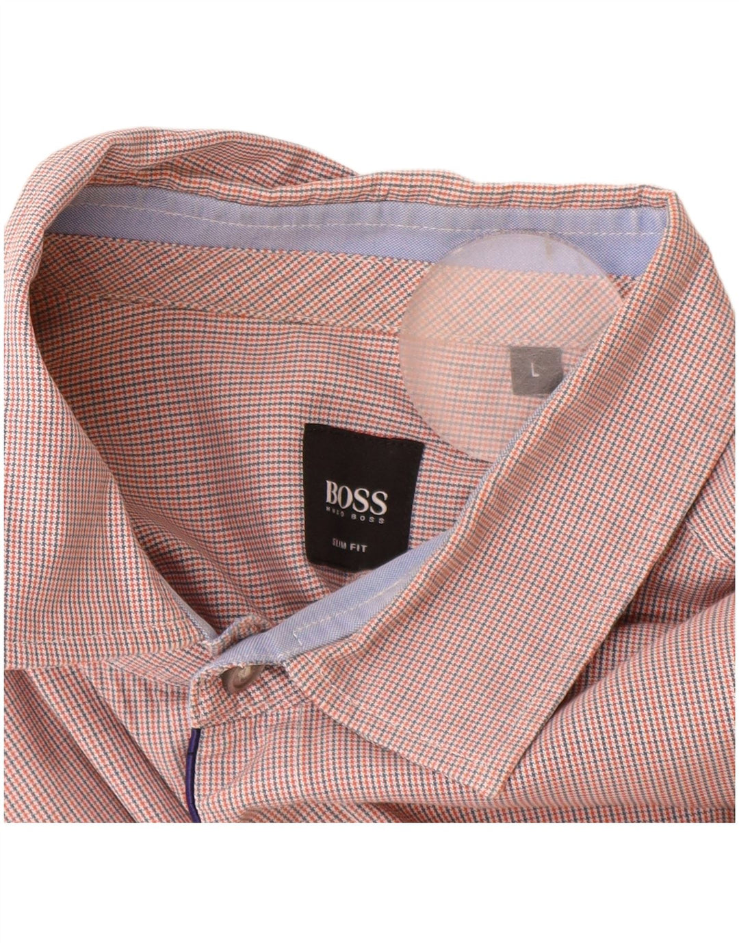 Camisa masculina Hugo Boss xadrez slim fit grande laranja houndstooth algodão