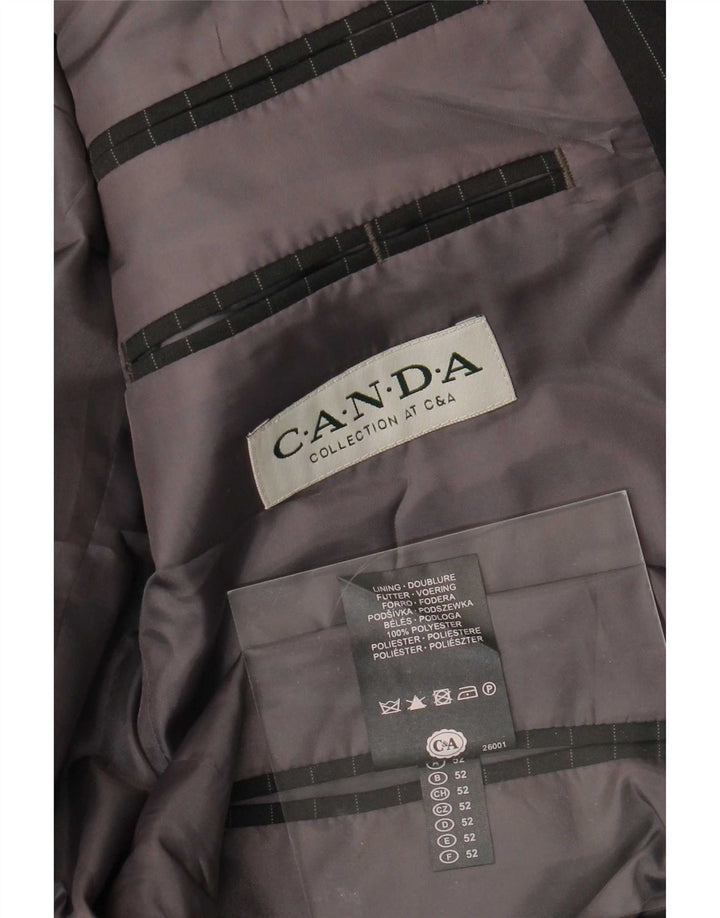 Jaqueta blazer masculina Canda com 3 botões EU 52 XL preta listrada de poliéster