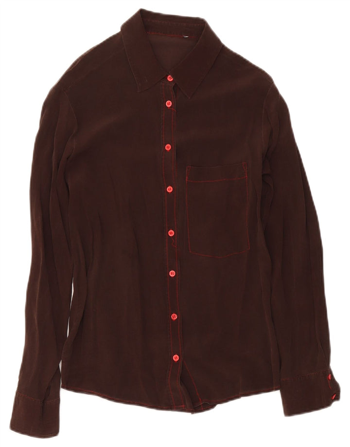 Blusa feminina vintage UK 12 marrom médio