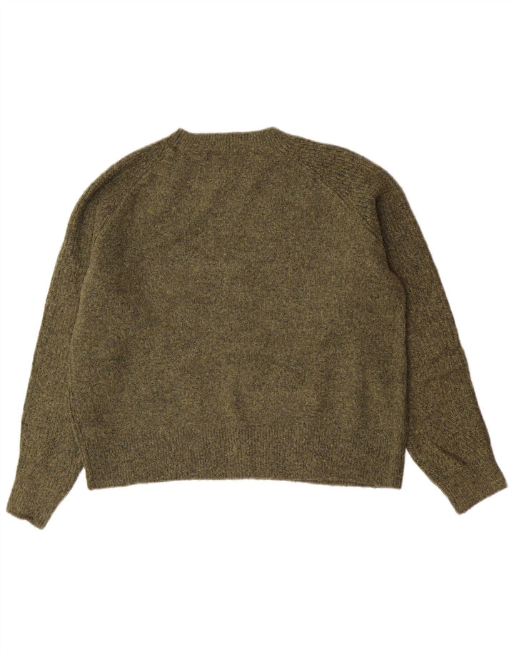 Suéter feminino Marks & Spencer com gola redonda Reino Unido 14 médio cáqui salpicado
