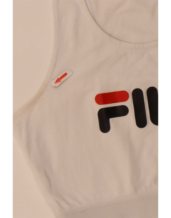 Fila Womens Crop Graphic Vest Top UK 8 Pequeno Branco