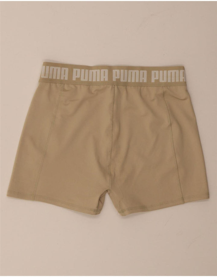 Shorts esportivos gráficos femininos Puma UK 14 grande poliéster bege