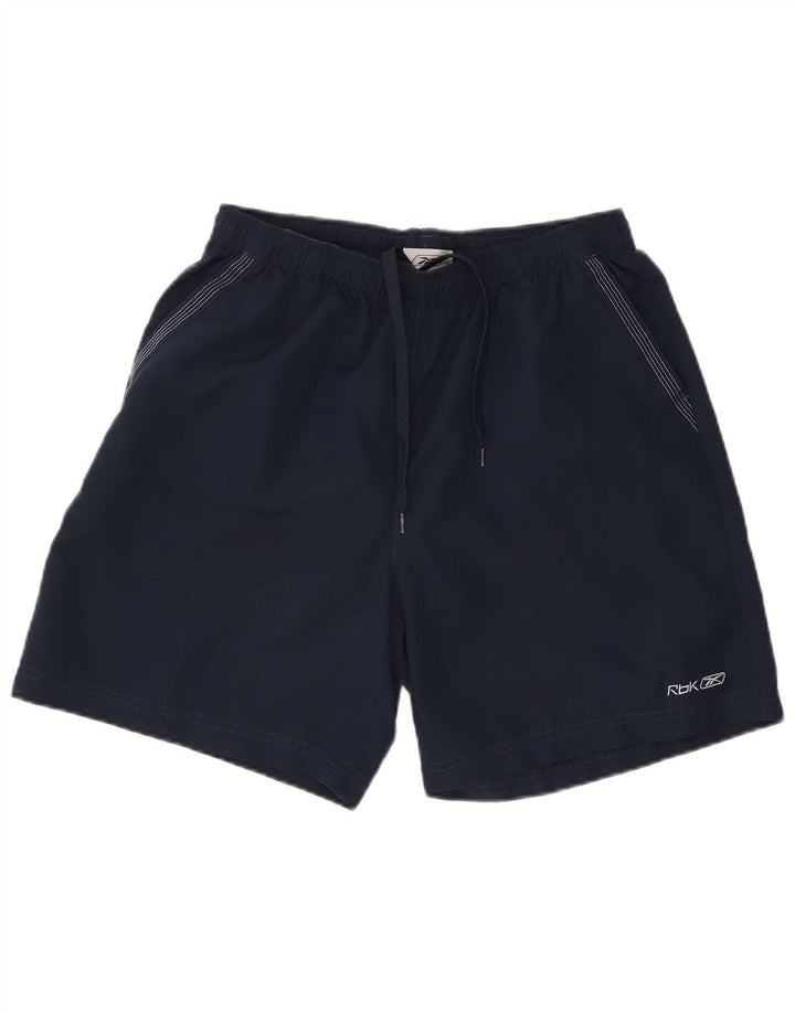 Shorts esportivos masculinos Reebok grande poliéster azul marinho