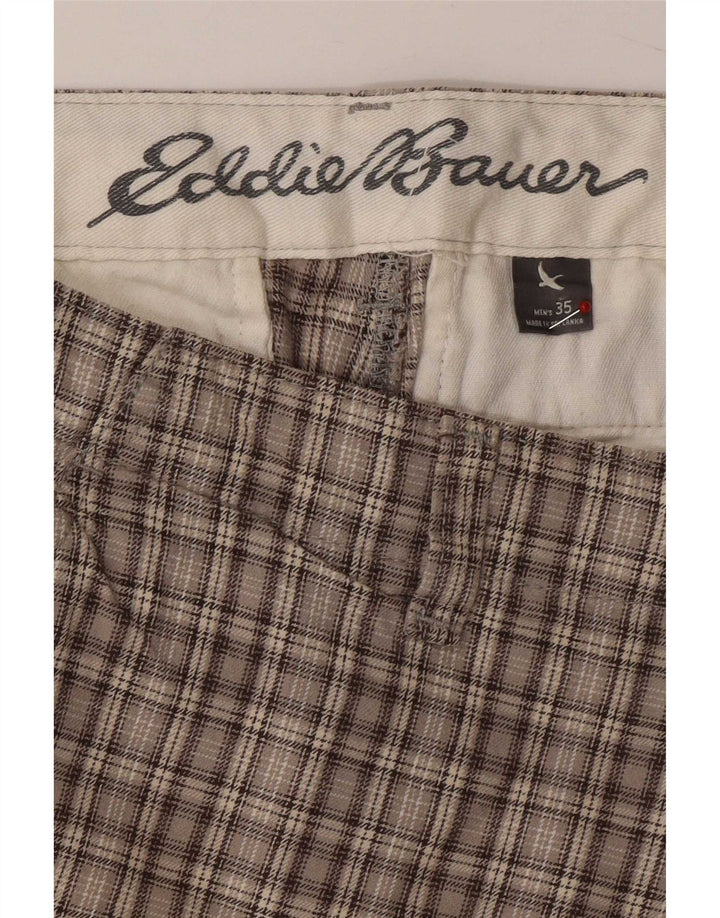 Eddie Bauer Shorts cargo masculino grande W35 xadrez cinza