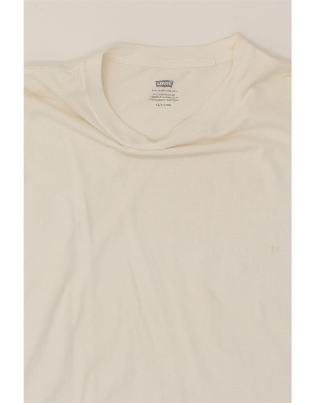 LEVI'S Womens Crop Oversized Graphic T-Shirt Top UK 6 XS White Cotton Vintage Levi's and Second-Hand Levi's from Messina Hembry 