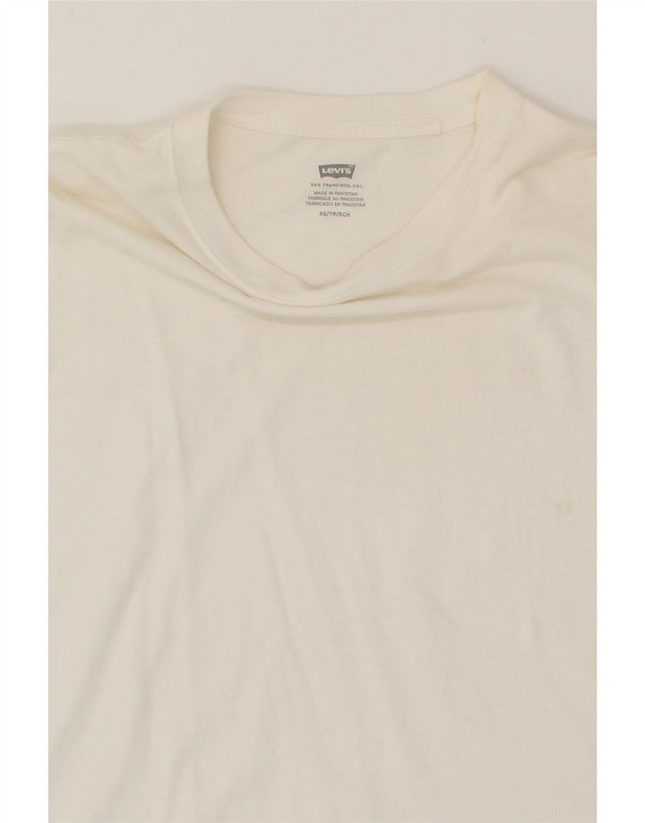 LEVI'S Womens Crop Oversized Graphic T-Shirt Top UK 6 XS White Cotton Vintage Levi's and Second-Hand Levi's from Messina Hembry 