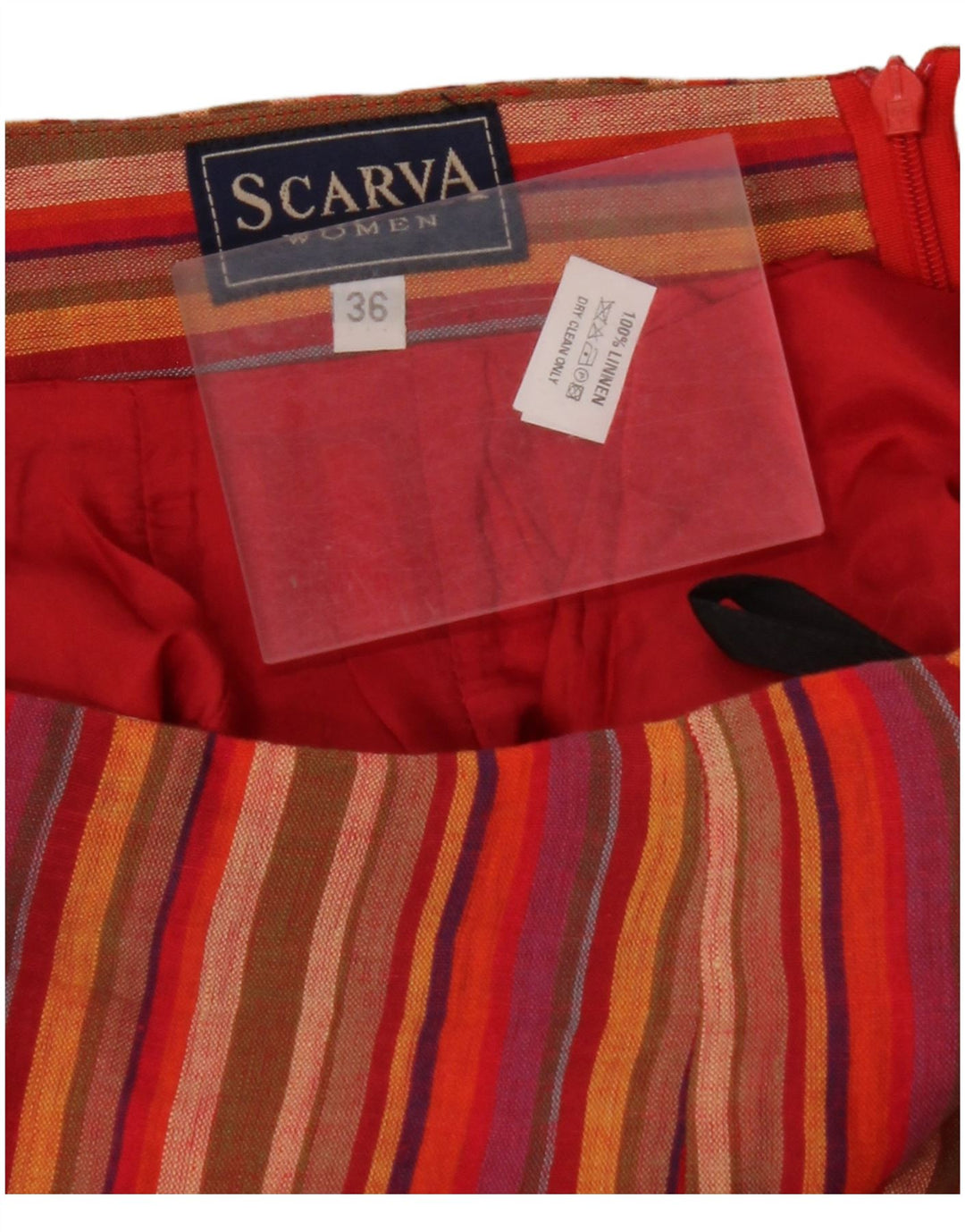 SCARVA Saia maxi feminina envoltória UE 36 pequena W26 linho listrado vermelho