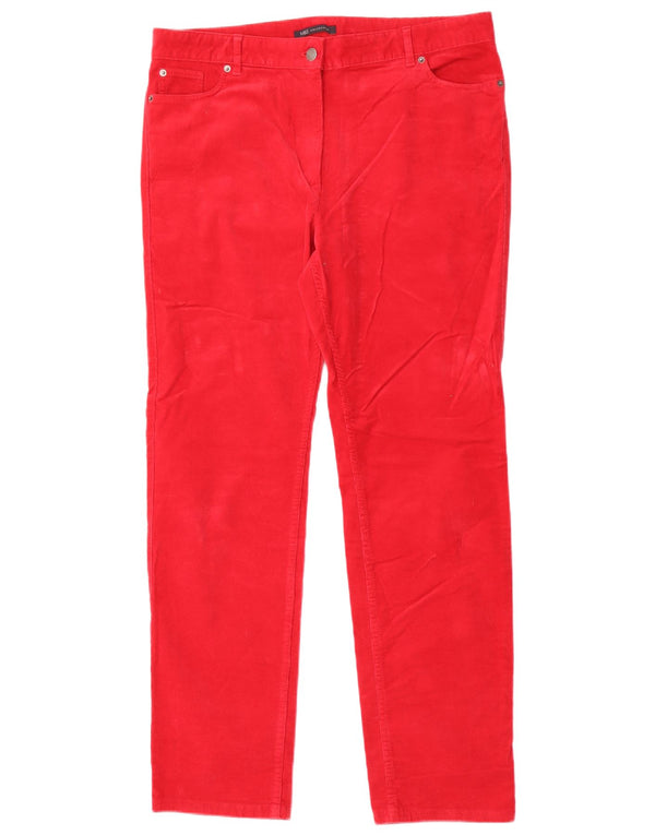 Calça feminina de veludo cotelê Marks & Spencer UK 16 grande W34 L31 vermelha