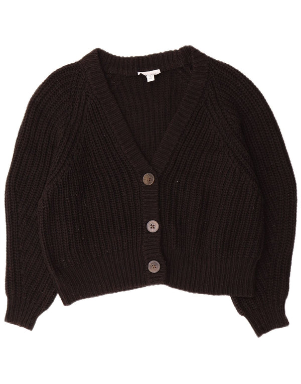 Suéter cardigã feminino Topshop cropped grande Reino Unido 14 acrílico preto médio