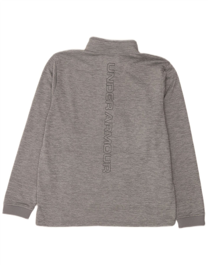 Moletom masculino Under Armour gráfico com zíper e gola grande cinza manchado