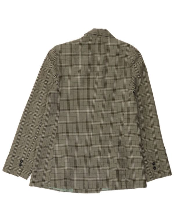 Jaqueta blazer feminina Topshop com peito duplo alto Reino Unido 12 xadrez verde médio