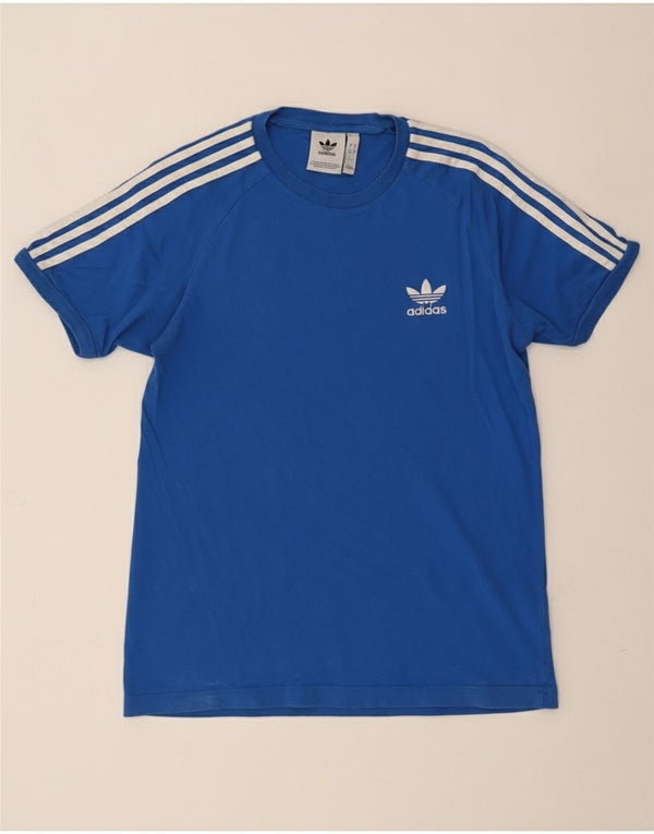 Adidas Mens Camiseta Top Pequeno Algodão Azul