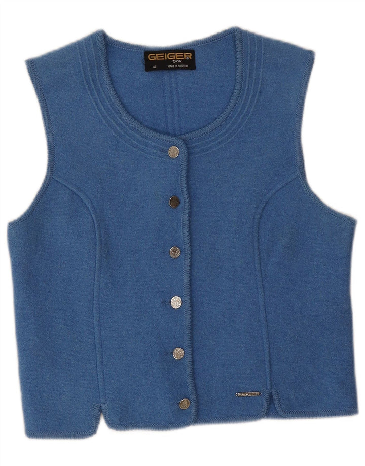 Colete feminino Geiger EU 42 grande azul lã nova