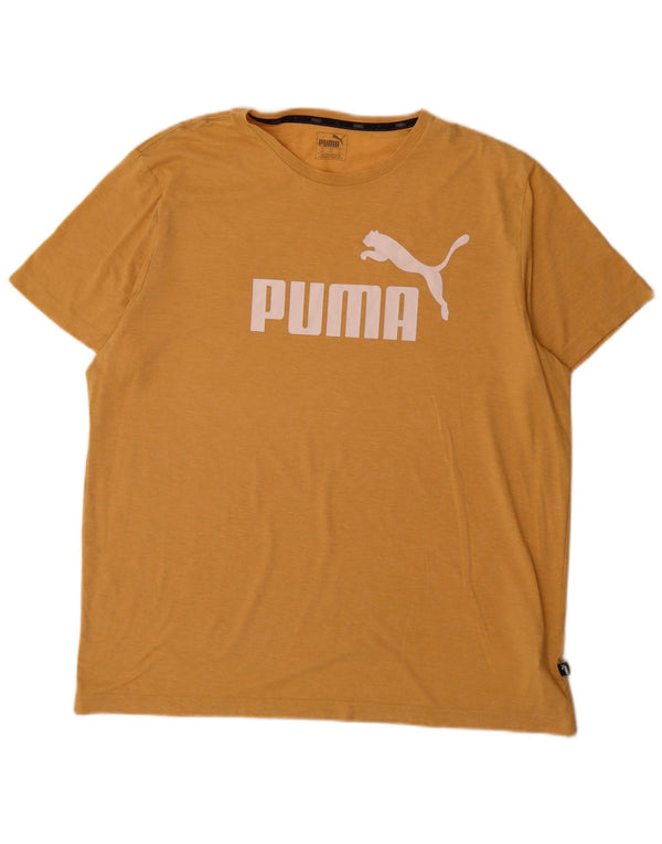 Camiseta masculina gráfica Puma 2XL poliéster manchado amarelo