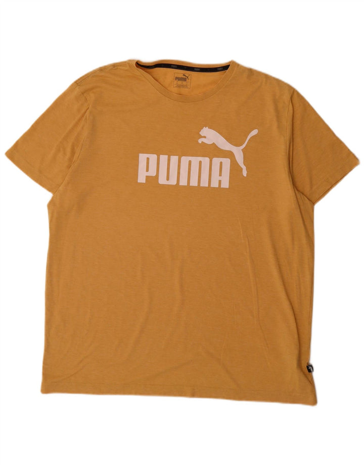 Camiseta masculina gráfica Puma 2XL poliéster manchado amarelo