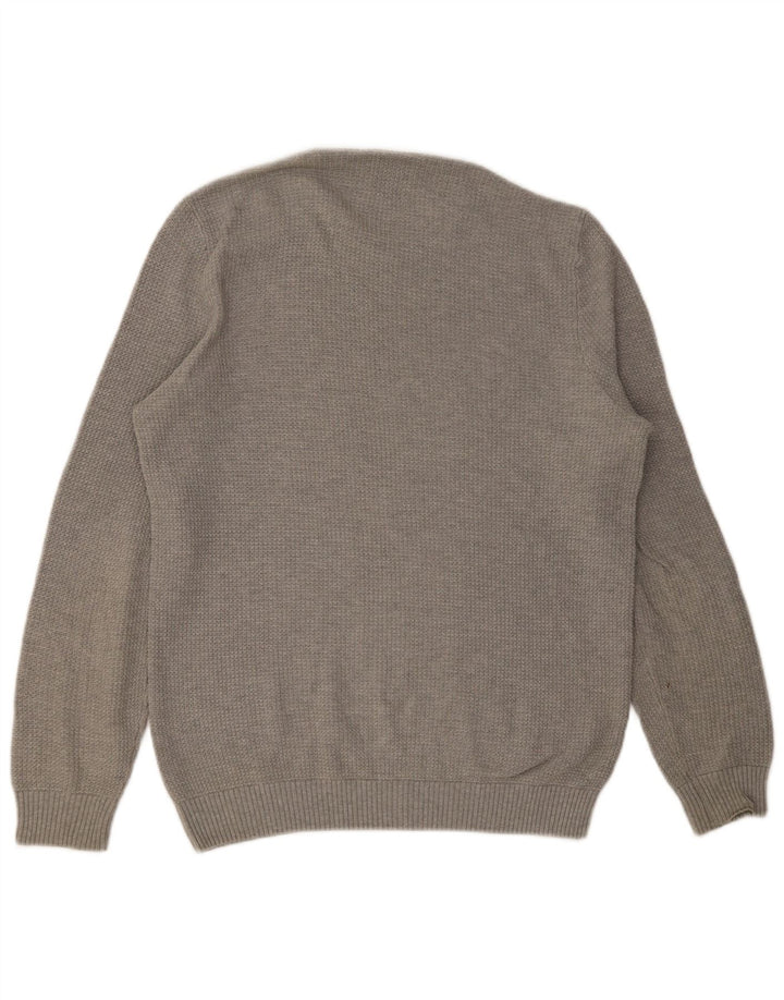 Suéter masculino ZARA com gola redonda e algodão cinza médio