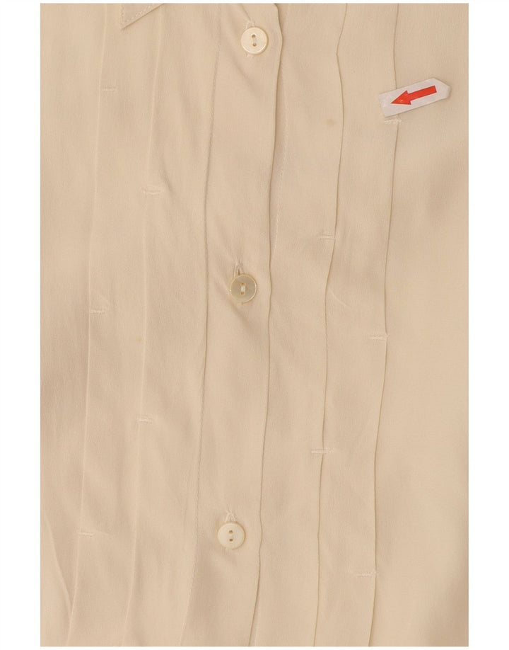 Camisa formal feminina vintage Reino Unido 16 grande branco