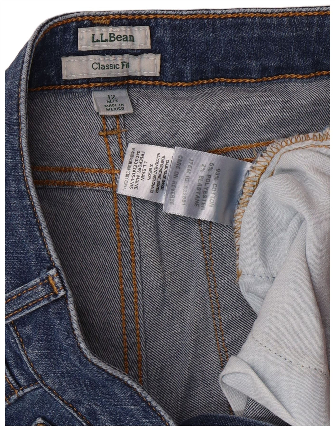 L.L.BEAN Calça jeans feminina clássica de ajuste reto EUA 12 grande W32 L32 algodão azul