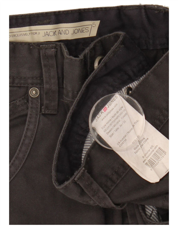 Calça casual slim masculina Jack & Jones W34 L25 poliéster preto