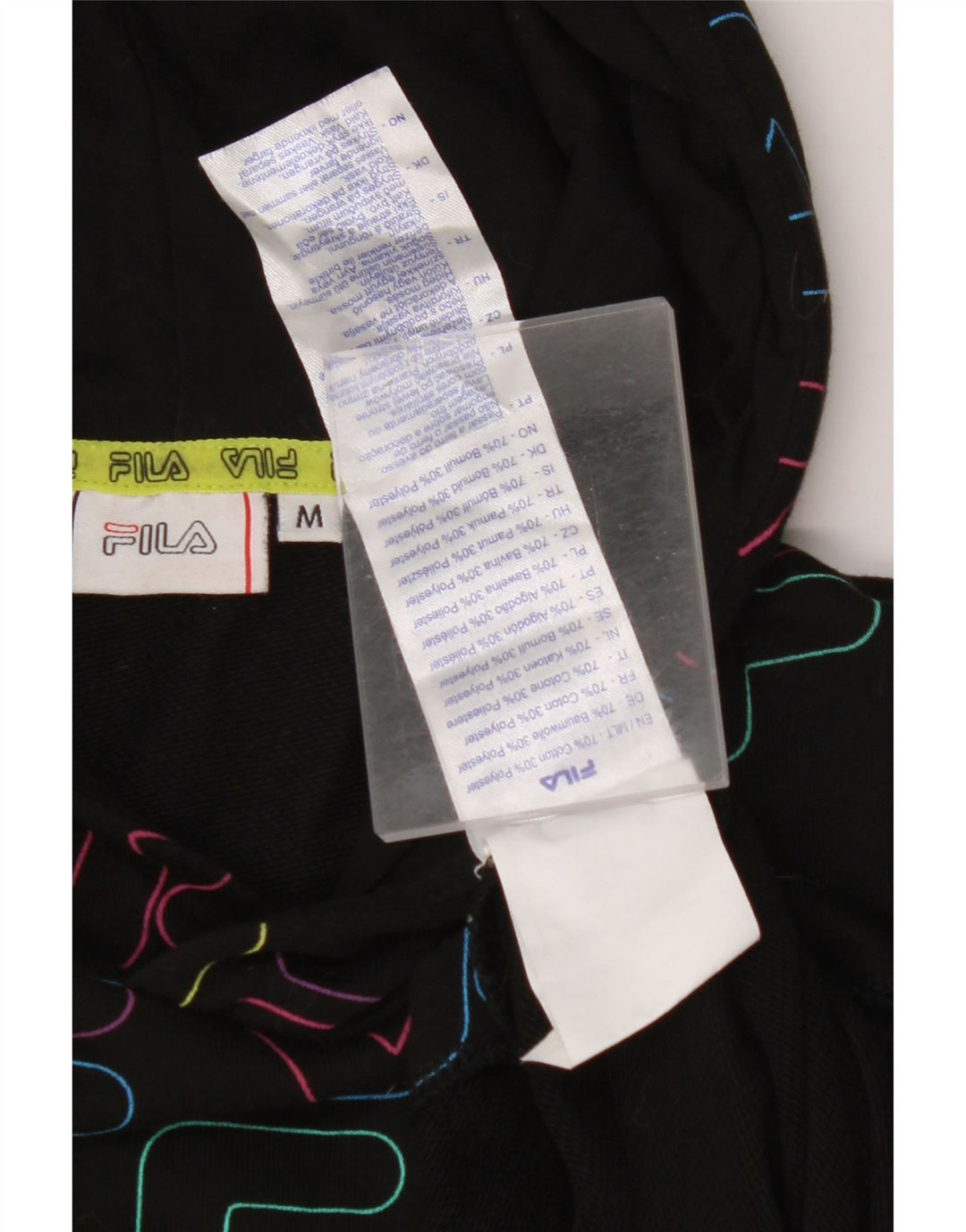 FILA Suéter feminino com capuz e estampa gráfica UK 14 algodão preto médio