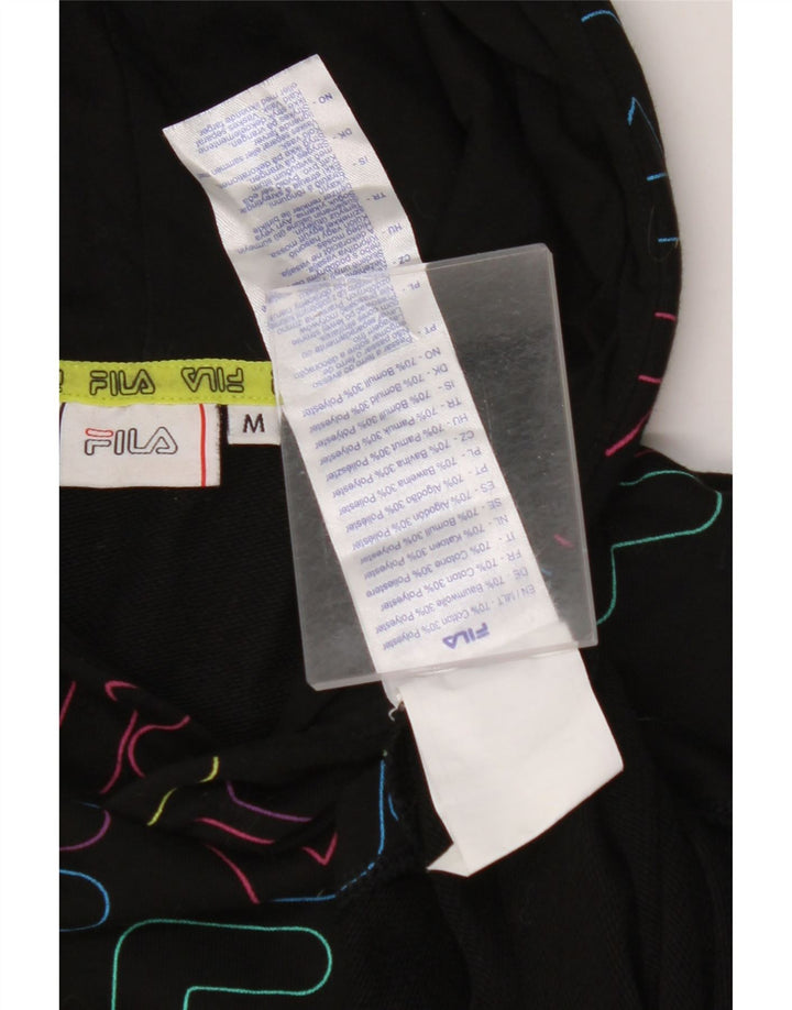 FILA Suéter feminino com capuz e estampa gráfica UK 14 algodão preto médio