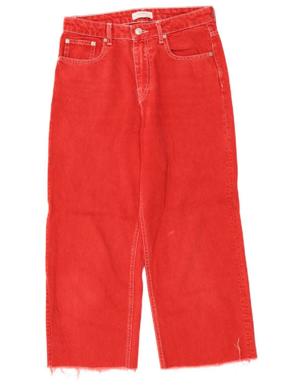 Calça jeans feminina Zara EU 36 XS W26 L23 algodão vermelho