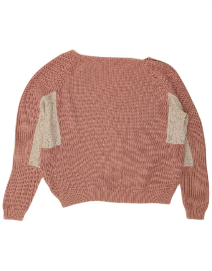 Suéter feminino French Connection com gola canoa Reino Unido 14 rosa médio
