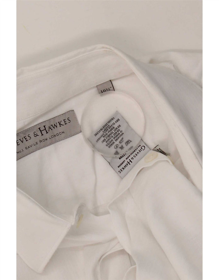 Camisa formal masculina Gieves & Hawkes tamanho 16 1/2 grande algodão branco