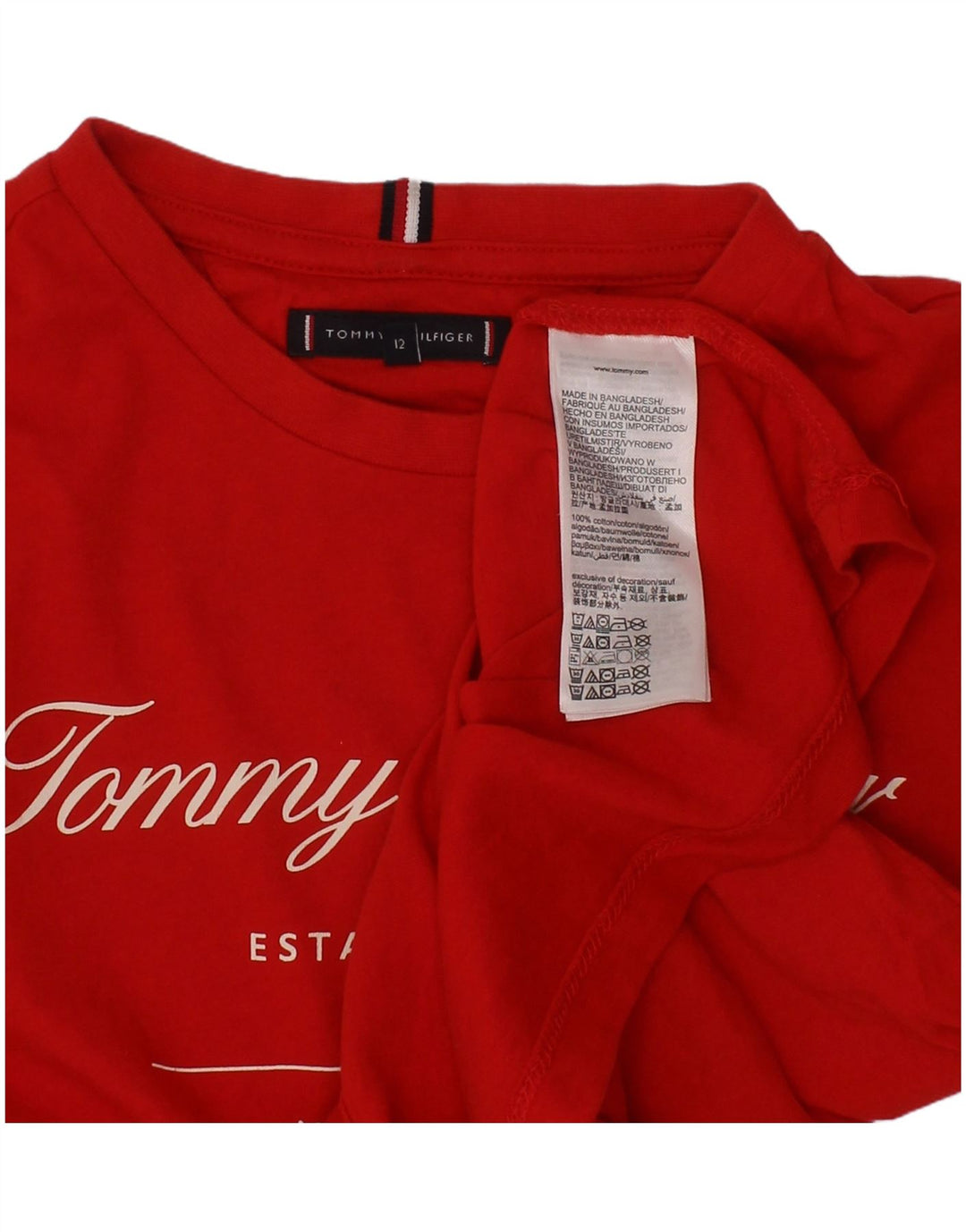 TOMMY HILFIGER Camiseta gráfica masculina 11-12 anos algodão vermelho