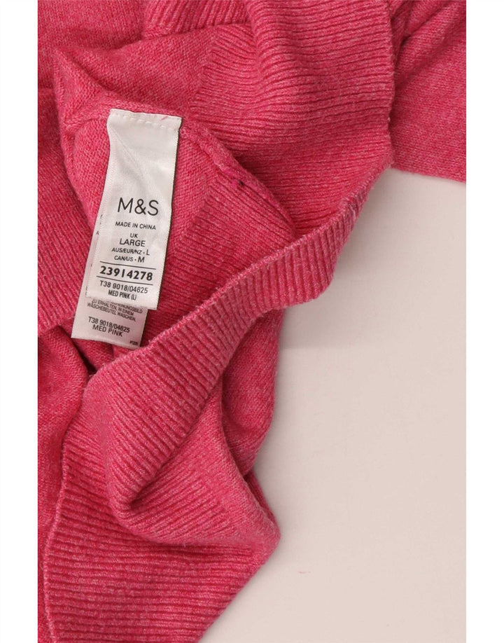 Suéter feminino Marks & Spencer com gola polo, Reino Unido 16, grande, rosa, poliéster