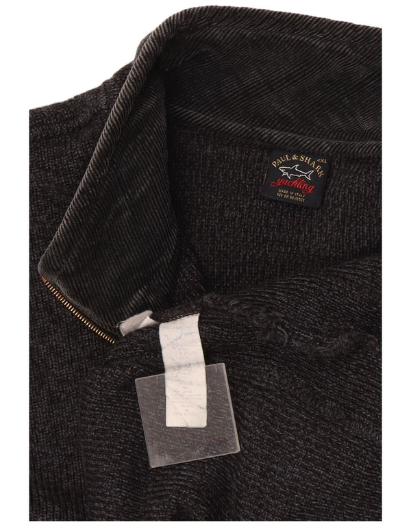 Suéter masculino Paul & Shark Yachting com zíper e gola 4XL algodão cinza