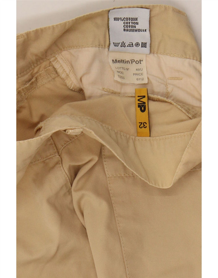 MELTIN' POT Womens Straight Cargo Capri Trousers W32 L19 Beige Cotton Vintage Meltin' Pot and Second-Hand Meltin' Pot from Messina Hembry 