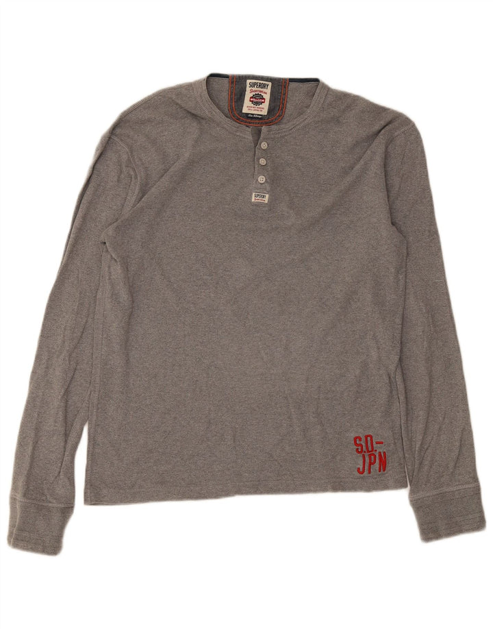 Top masculino Superdry manga comprida XL algodão cinza
