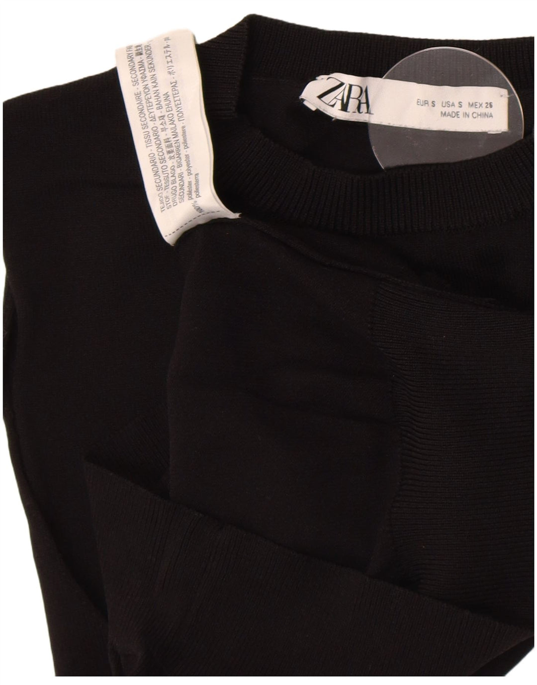 Zara Womens Crop Vest Tank Top UK 8 Pequeno Poliéster Preto