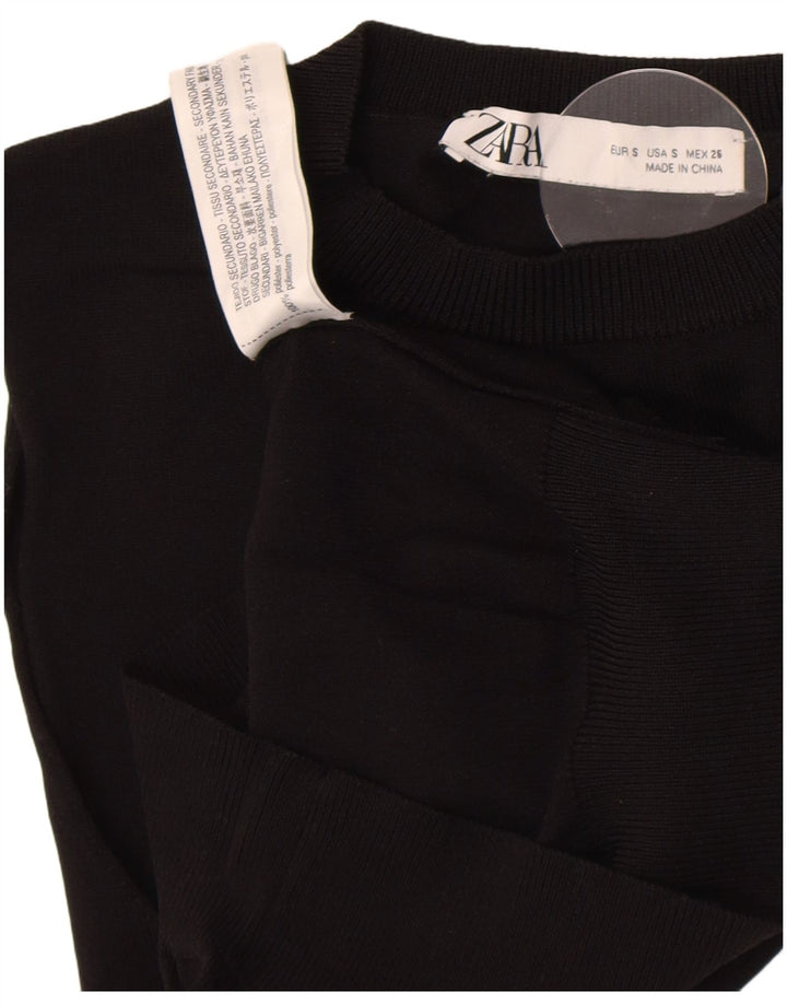 Zara Womens Crop Vest Tank Top UK 8 Pequeno Poliéster Preto