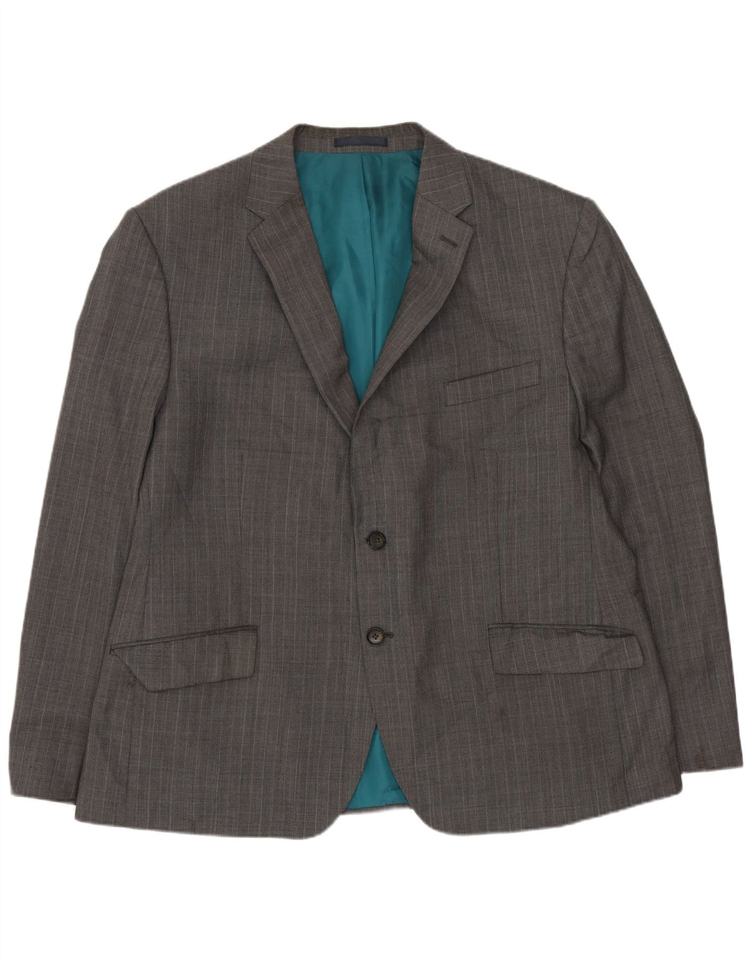 Jaqueta blazer masculina de 2 botões Marks & Spencer IT 56 3XL cinza risca de giz lã