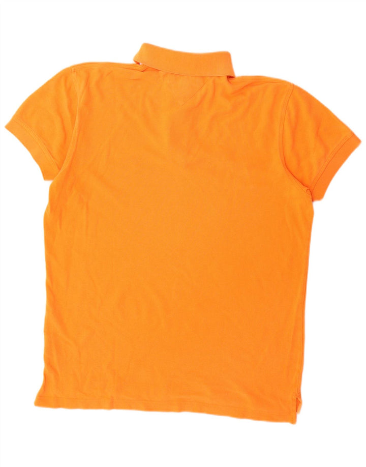 Camisa polo masculina Tommy Hilfiger pequena laranja algodão