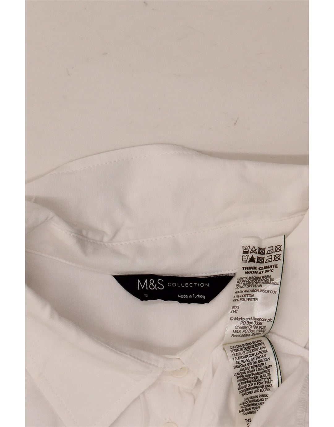 Camisa oversized feminina Marks & Spencer Reino Unido 18 XL algodão branco