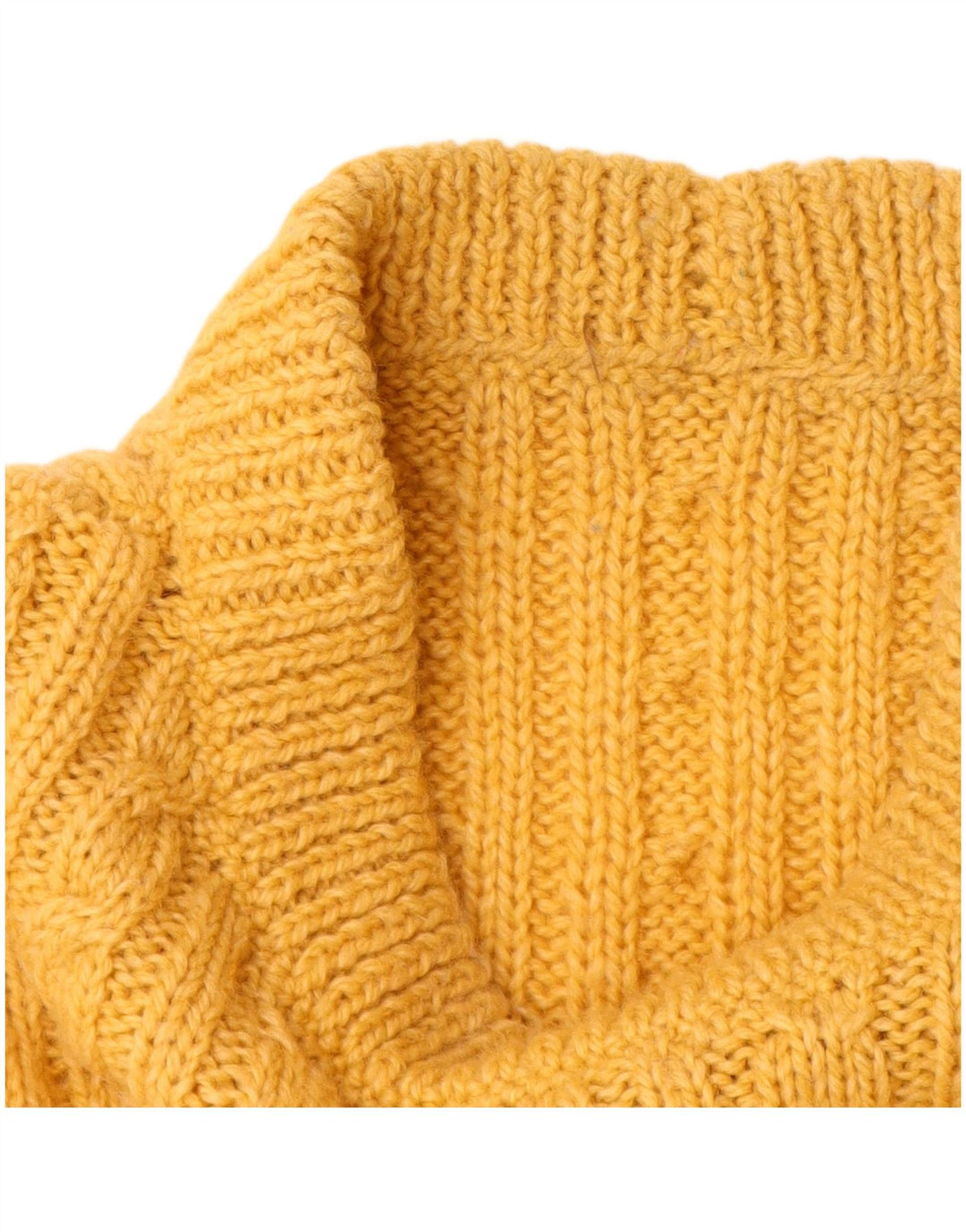 Suéter feminino VINTAGE com gola tartaruga Reino Unido 14 grande amarelo