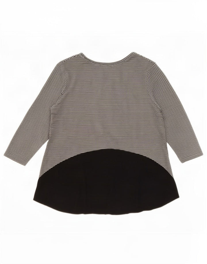 Top feminino Zara manga 3/4 UK 10 poliéster listrado preto pequeno