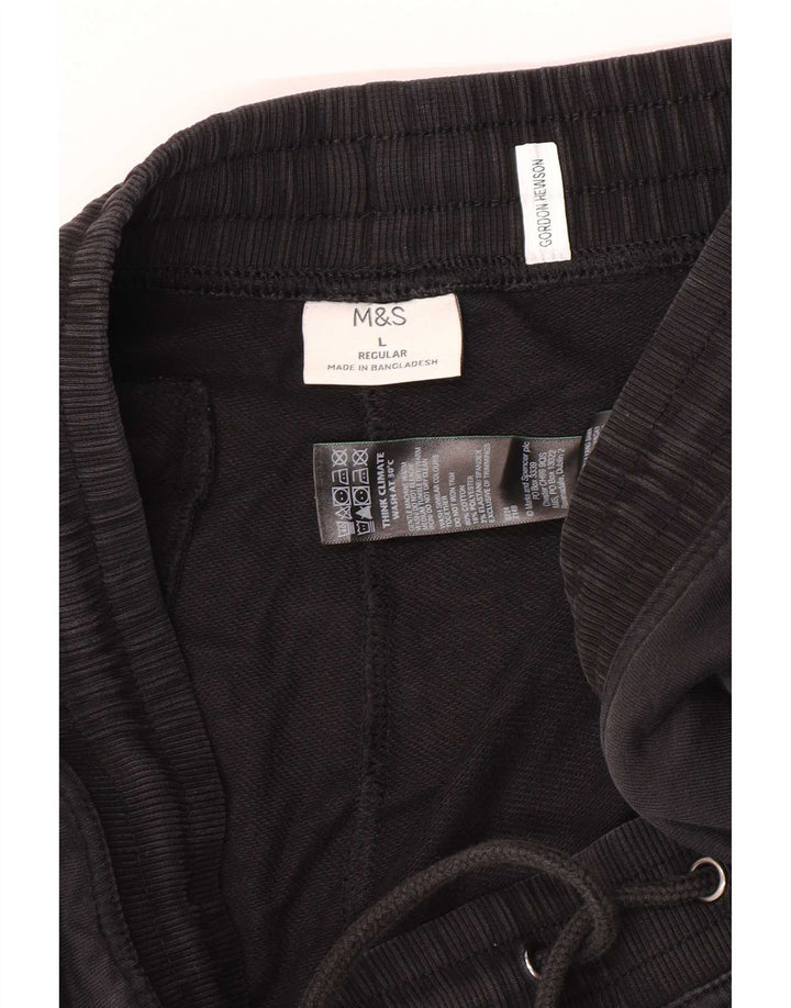 Calça de treino masculina Marks & Spencer grande de algodão preto