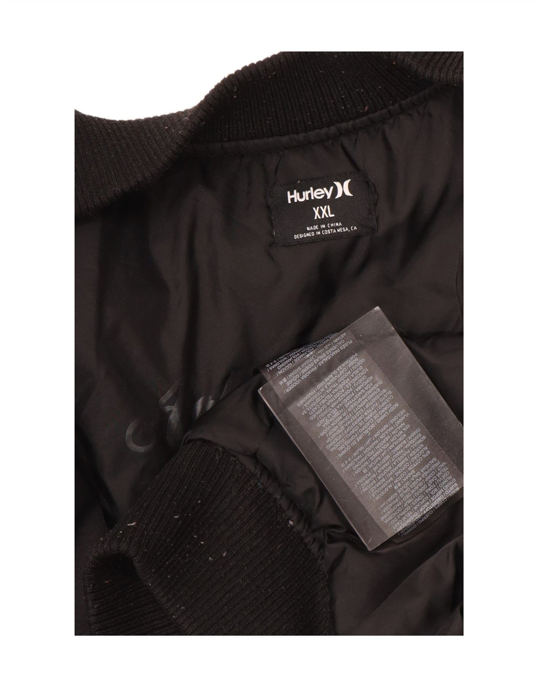 Jaqueta bomber masculina HURLEY Reino Unido 44 2XL nylon preto